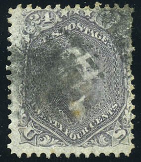 Scott #70d Rare Pale Gray Violet shade. Scott $3,250.00. w/2021 PSAG certificate