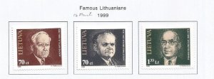 LITHUANIA - 1999 - Famous Lithuanians  - Perf 3v Set - M L H