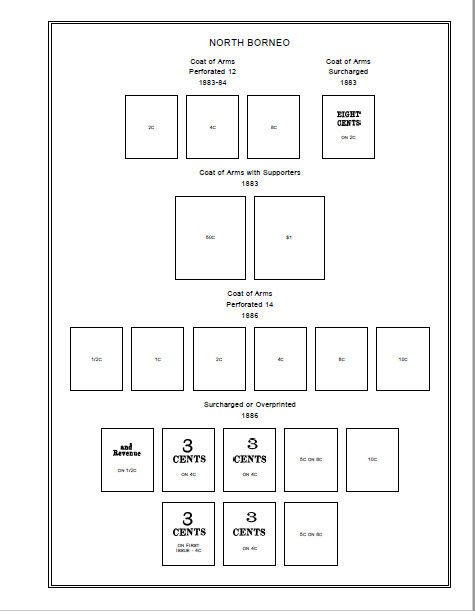 PRINTED BRITISH NORTH BORNEO 1883-1963 STAMP ALBUM PAGES (32 pages)