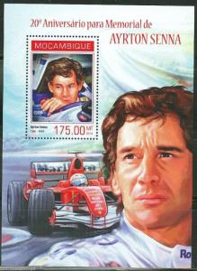 MOZAMBIQUE 20th MEMORIAL ANNIVERSARY OF AYRTON SENNA   SOUVENIR SHEET MINT NH