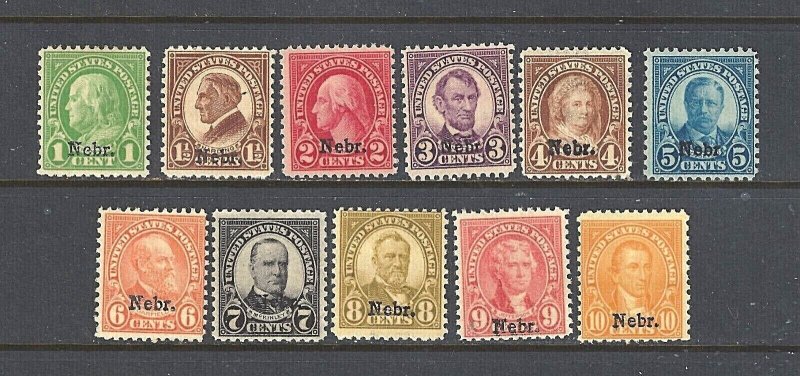 #669-679 US NEBRASKA OVERPRINTS MINT-SET-FINE-VF 