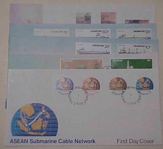 SINGAPORE  7 DIFF. FDC 1978  CACHET UNADDRESSED