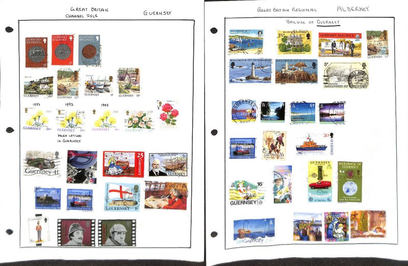 Guernsey Stamp Collection on 17 Scott International Pages 1969-1992 (BA)