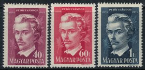 Hungary #848-50*  CV $1.50  Sándor Petőfi, Hungary's national poet
