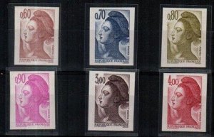France Scott 1790-93, 1802-3 Mint NH imperf (complete as issued) [TH1114]