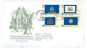 US 1666-67/1671-72 1976 State flags of Kansas, West Virginia, North Dakota & South Dakota; addressed FDC with artmaster cachet w