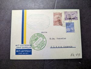 1933 Brazil LZ 127 Graf Zeppelin Airmail Cover Pernambuco to Olten Switzerland