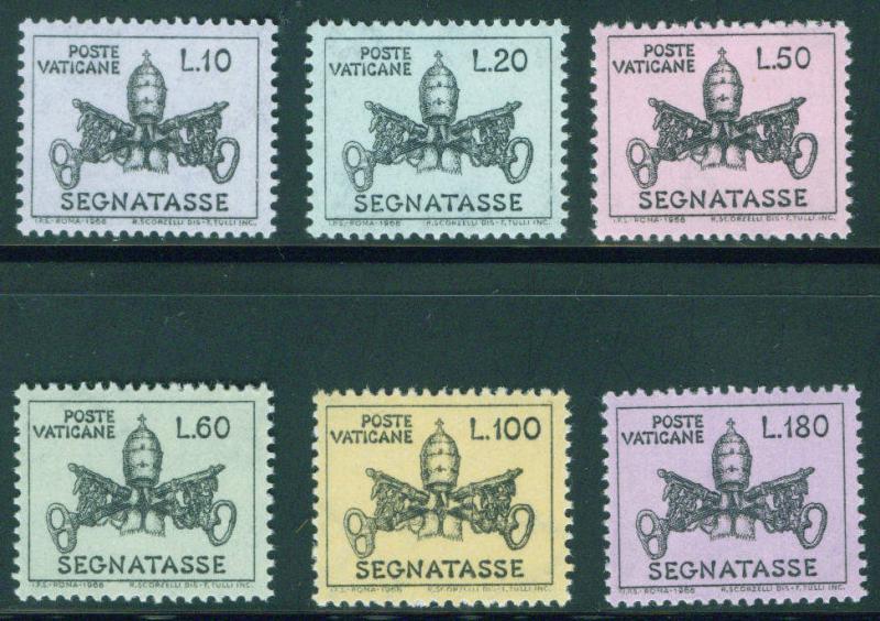 VATICAN Scott J19-24 MNH** 1968 postage due set CV$1.20