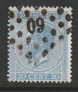 1867 Belgium - Sc 19 - used VF - 1 single - Perf 15 - King Leopold I