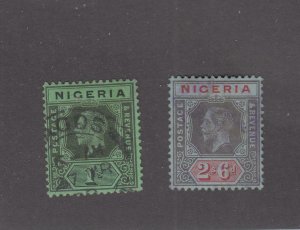 NIGERIA # 8-9 VF-USED 1sh,2sh6p  KING GEORGE V / BLK-GRN & BLK-RED CAT VALUE $17