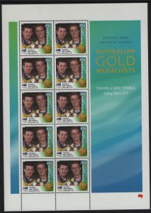 AUSTRALIA, 1890, MNH, SHEET OF 10,2000,  AUSTRALIAN GOLD MEDALISTS 2000 OLYMPICS