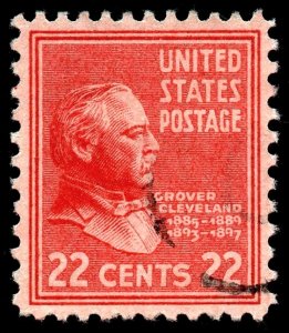 U.S. Scott #827: 1938 22¢ Grover Cleveland, Used, VF