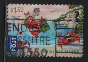 Christmas Island 2011 used Sc 500 $1.50 Santa as scuba diver - Christmas