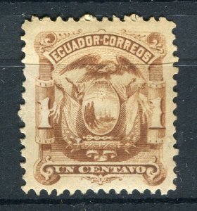 ECUADOR; 1881 early Coat of Arms issue Mint hinged 1c. value
