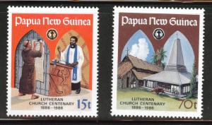 Papua New Guinea, PNG  Scott 649-650 MNH** 1986 Church set