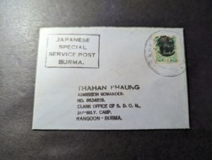 Burma Japanese Special Service Post Cover to Jap Mily Camp Rangoon 2