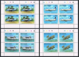 Tuvalu 142-145 sheets/4, MNH. Michel 129-132. Aviation anniversaries, 1980.