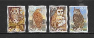 BIRDS - ZAMBIA #693-6 OWLS MNH