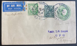 1929 Dun Laoghaire Paquebot Ireland Airmail Cover To Port Elizabeth South Africa