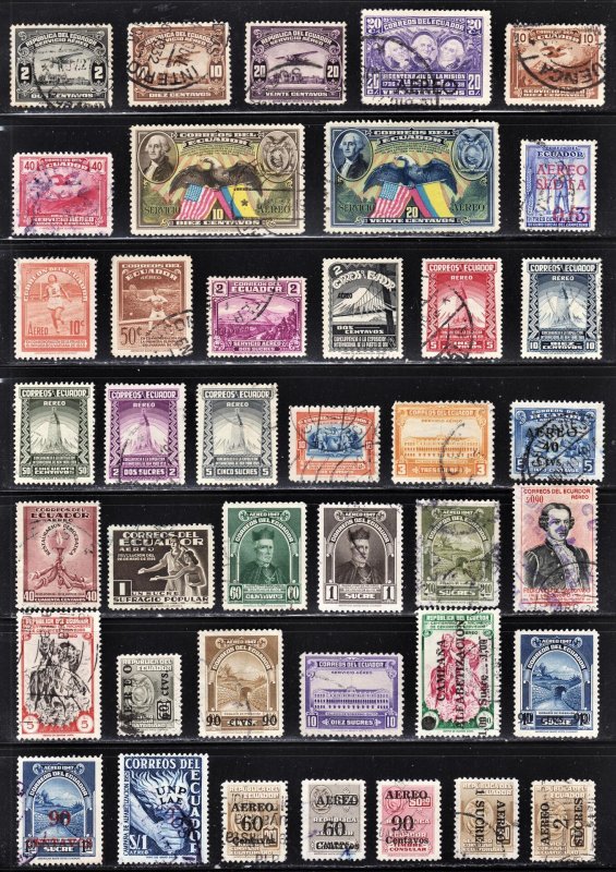 Ecuador 50 different Air Mail stamps F to VF used. All fault free.  FREE...