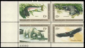 US Sc 1427-30 VF/MNH PLATE Block - 1971 Wildlife Conservation