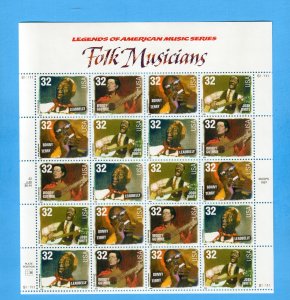 3212-15 FOLK MUSICIANS FULL SHEET MNH