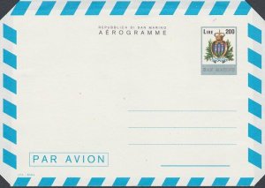 SAN MARINO 200L aerogramme fine unused......................................L197