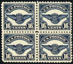 C5, Mint VF NH 16¢ Block of Four Airmail Stamps CV $480 * Stuart Katz