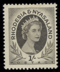 RHODESIA & NYASALAND QEII SG9, 1s grey-black, M MINT.