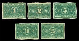 US  1913 Parcel Post POSTAGE DUE  set  Scott # JQ1-JQ5  mint MH