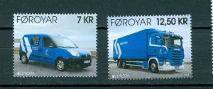 Faroe Islands. Compl. Set 2 Stamp 2013 Mnh. Europa 2013. Current Postal Vehicles