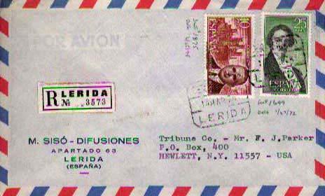 Spain, Airmail, Registered