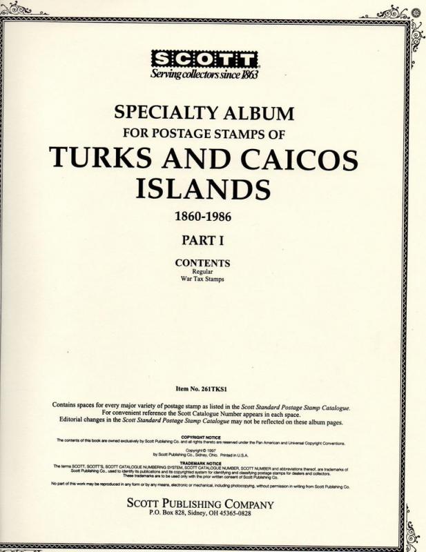 Scott Specialty Album pages for Turks/Caicos to 1978