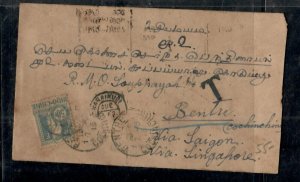 INDOCHINA (P1211B)  INCOMING POSTAGE DUE COVER FROM INDIA  50C   #18 