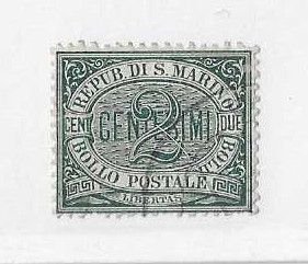San Marino Sc #1  2c green used VF