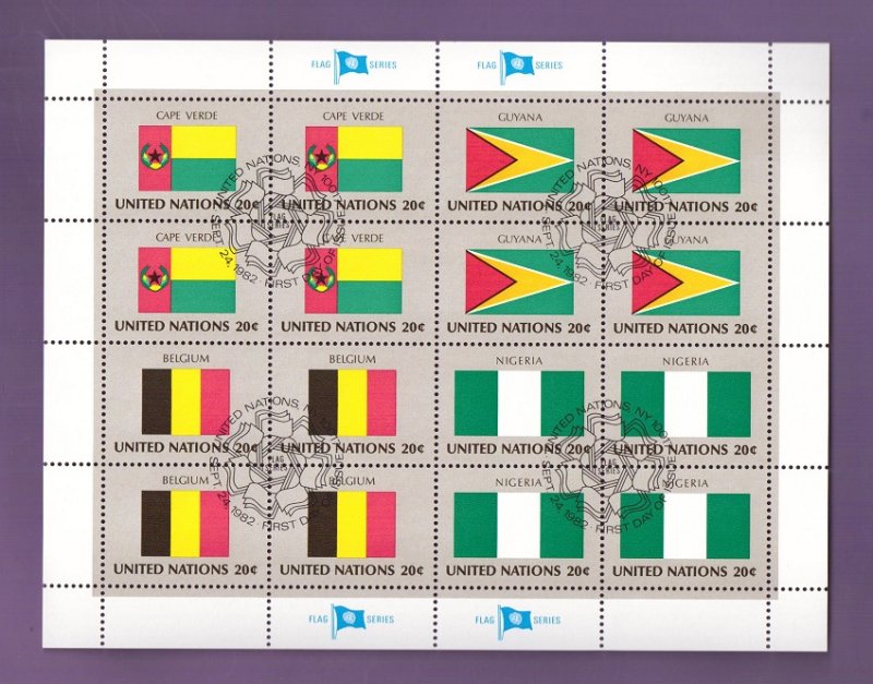 United Nations New York #389a  cancelled 1982 sheet flags cape verde  Guyana