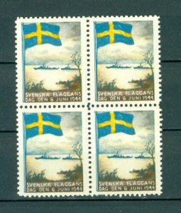 Sweden Poster Stamp Mnh.1944.4-Block National Day June 6.Swedish Flag.Navy Ships 