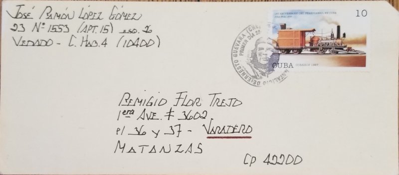 O) 1997 CUBA, CARIBBEAN, CHE GUEVARA, NICE CANCELLATION, RAILWAY, LOCOMOTIVE,