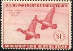 US Stamp #RW10 Mint WONDERFUL Pair of Wood Ducks in Flight.