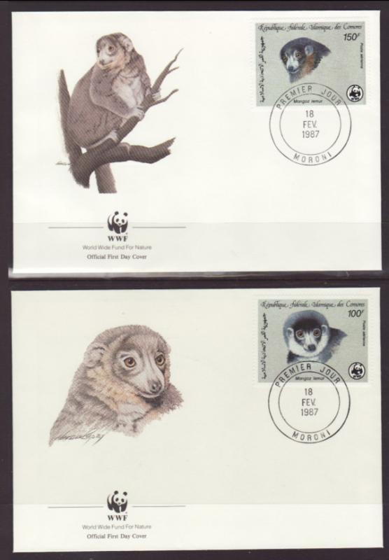 Comoro Islands C171-C174 Lemurs 1987 S/4 U/A FDC