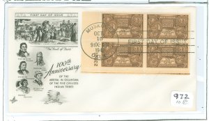 US 972 1948 FDC Plateblock of 4 LL #23921