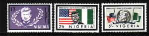 Nigeria-Sc#159-61-unused NH set-President John F Kennedy-1964-