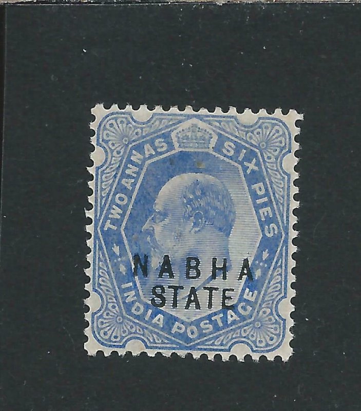 NABHA 1903-09 2a 6p ULTRAMARINE OVPT DOUBLE ONE ALBINO MM SG 40ba CAT £32