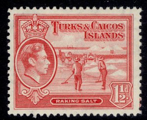 TURKS & CAICOS ISLANDS GVI SG197, 1½d scarlet, M MINT.