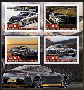 Stamps.  Cars. Aston Martin 2015  year 1+1 sheets perforated