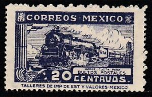 MEXICO Q6, 20cents PARCEL POST, STEAM ENGINE. UNUSED, NG. F-VF
