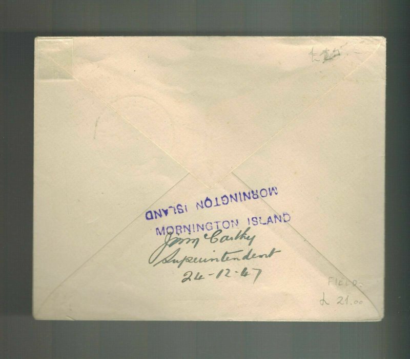 1947 Australia Parachute Mail to Mornington Island Signed by Pilot Qantas Empire