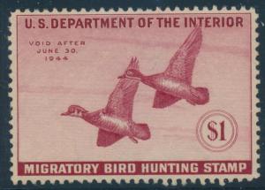 #RW10 $1 DUCK STAMP VF OG NH CV $120 AU675