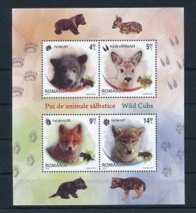 [25618] Romania 2012 Wildlife Young Animals Bear Fox Wolf Deer Sheet MNH