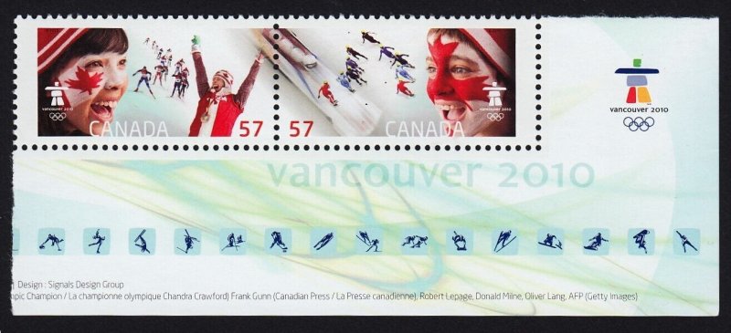 OLYMPIC VANCOUVER SKIING, BOBSLEIGH = PAIR from SS = Canada 2010 #2373a-b MNH